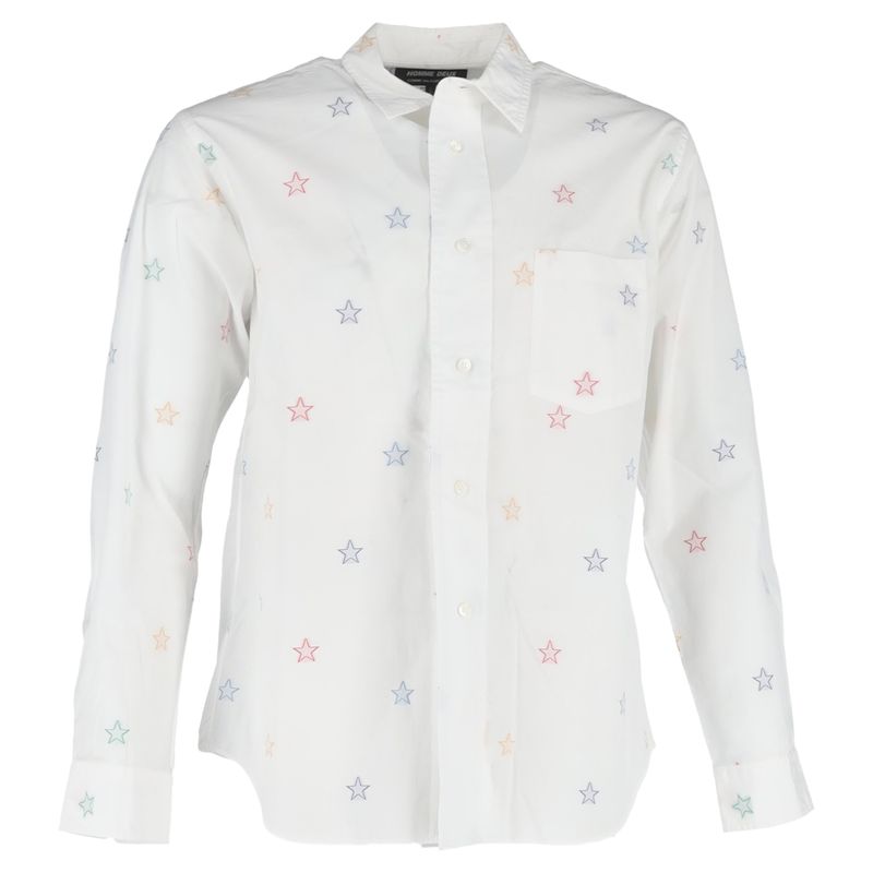 Comme Des Garons Star Printed Long Sleeve Shirt In White Cotton
